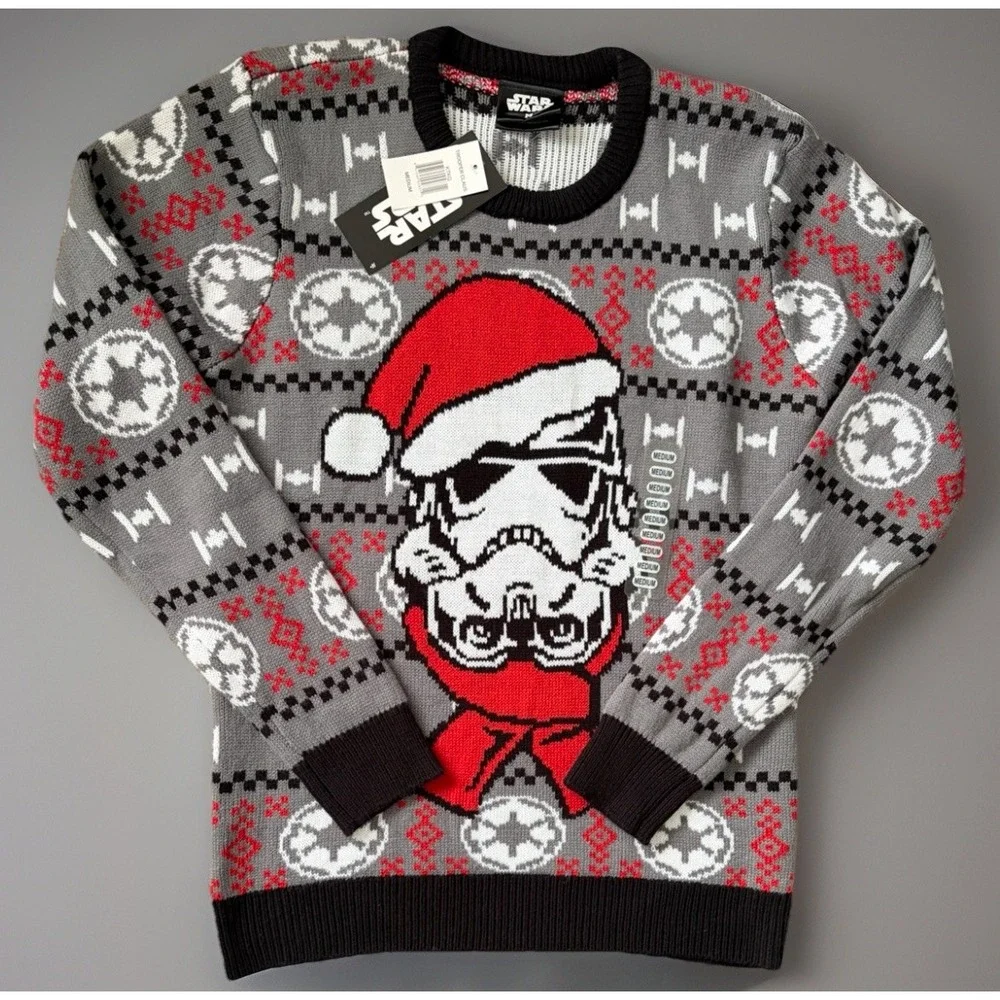 New Star Wars Storm Troopers Long Sleeve Sweater Christmas Gray Medium NWT JBHS